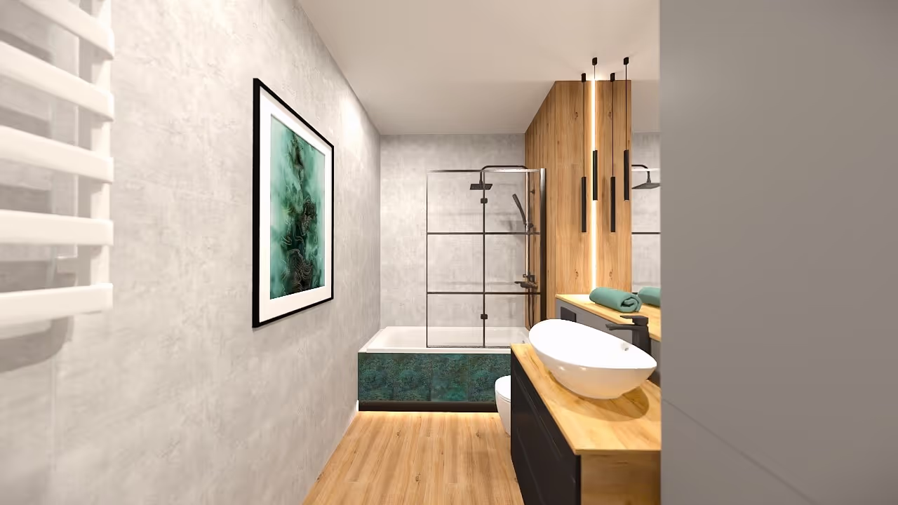 Проєкт ванної з душем walk-in — Stefańska Design, Лодзь